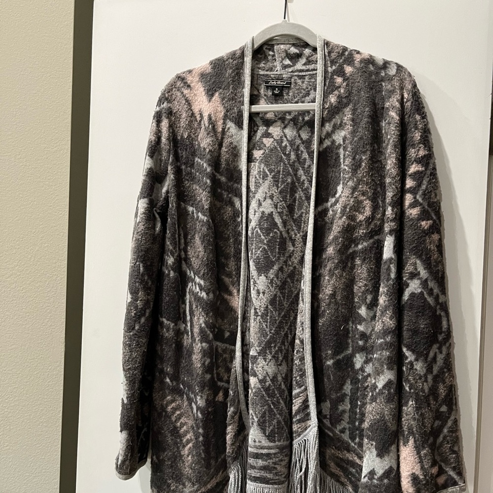 Lucky Brand Gray and Pink Cardigan Sweater